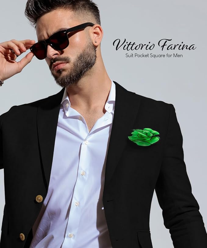 Premium Pre-Folded Four-Point Suit Pocket Square for Men with Sewn Pocket Fold