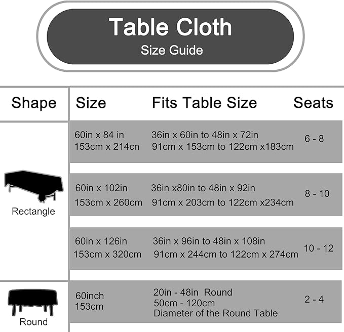6 Pack Black 60 Inch Round Tablecloths for 6 Foot Rectangle Tables. Stain and Winkle Resistant Polyester Washable Table Cloths for Parties Wedding Dining