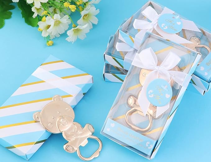 24 pcs Baby Shower Favors for Guest Bottle Opener Baby Shower Keepsake Baby Shower Return Gift for Guest Baby Shower Souvenir for Boy or Girl Baby Shower Decorations (Blue-3)