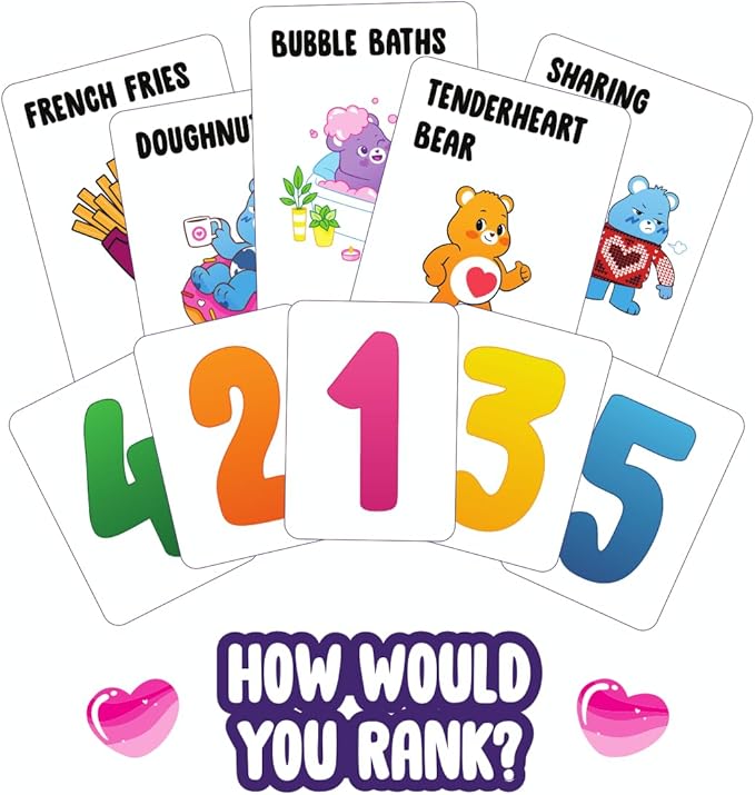 FIRST TO WORST: Care Bears Family Party Game - The Card Game About How Your Friends & Family Rank Things for Kids, Stocking Stuffers, Family Game Night with Polarizing Priorities