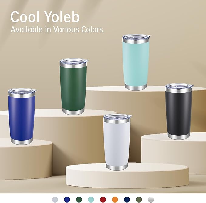 20 oz Tumblers Bulk Stainless Steel Tumbler with Lid Double Wall Vacuum Insulated Coffee Mug 20oz Powder Coated Cup for Hot and Cold Drinks, Dark Green, 6 pack