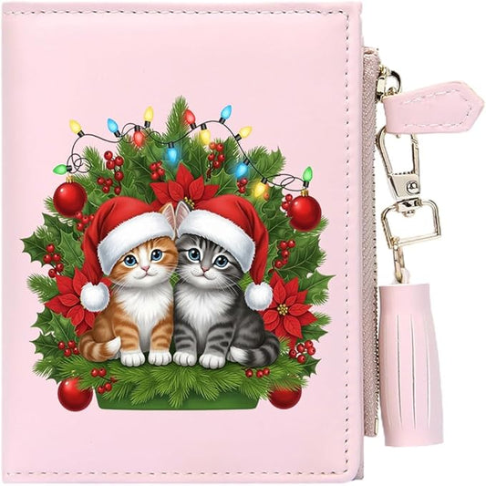 GEEAD Custom Design Small Wallets for Women Bifold Slim Coin Purse Zipper ID Card Holder for Christmas