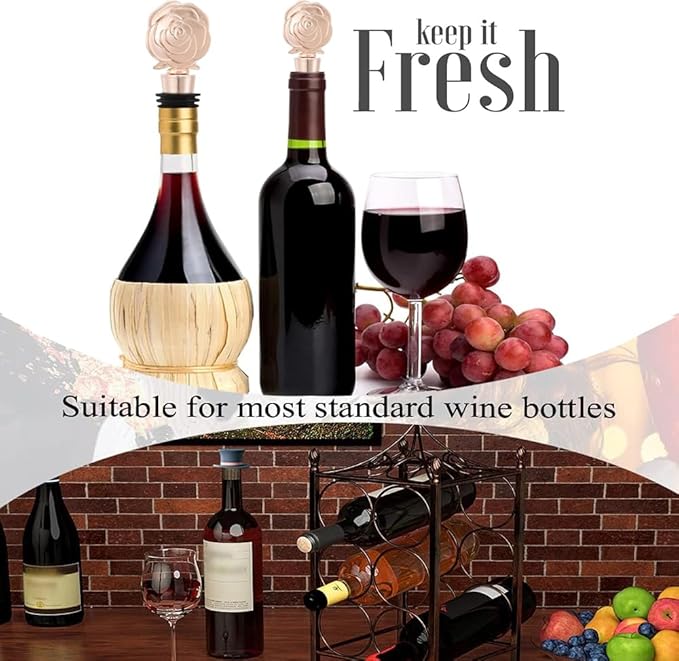 12 pcs Wine and Beverage Bottle Stoppers for Birthday Wedding Favor Bridal Party Shower or Engagement Souvenir Gift Supplies,Party Favor for Guests (12, Rose Stopper)