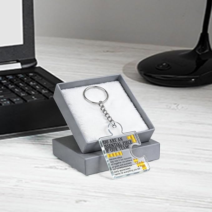 Team Appreciation Gifts for Employee Coworker Staff Bulk, Teamwork Thank You Gift Set Puzzle Piece Acrylic Keychains