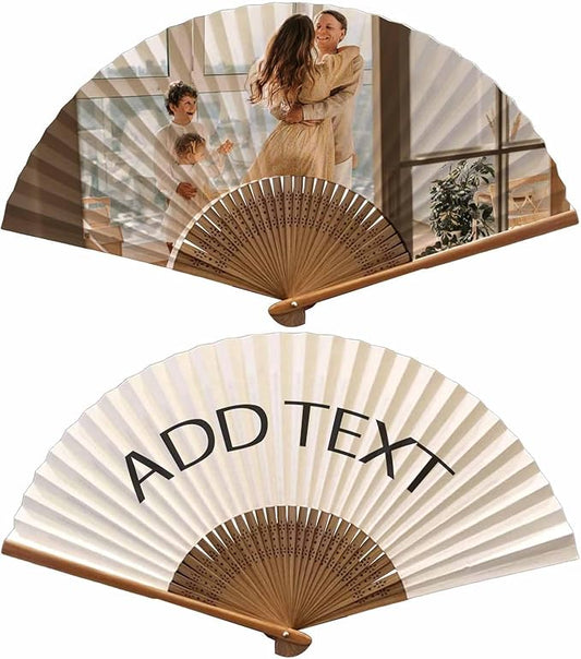WERWAES Personalized Folding Fan with Custom Photo Hand Held Fans Foldable for Wedding Dancing Saloon Cosplay Party Props Decorative Folding Fans