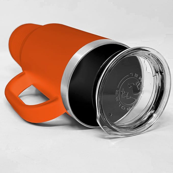 LaserGram 40oz Vacuum Insulated Travel Mug with Handle, Black Widow Spider, Personalized Engraving Included (Orange)