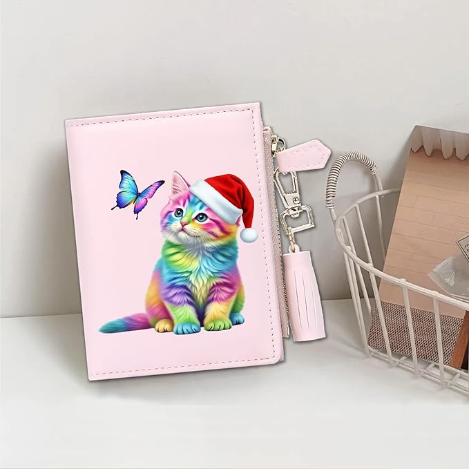 GEEAD Custom Design Small Wallets for Women Bifold Slim Coin Purse Zipper ID Card Holder for Christmas