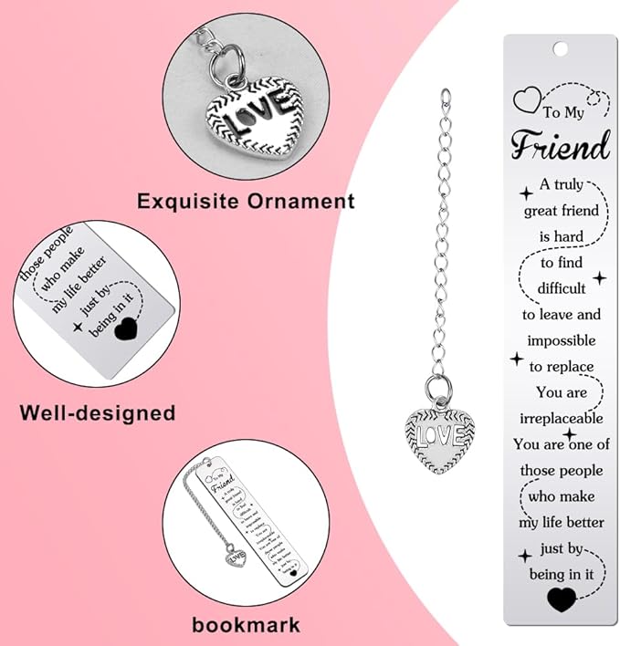 Quimoy Friend Bookmark for Women, Book Lovers Gifts, Friendship Gift for Woman，Best Friend Birthday Gifts for Women Friendship, Book Marks for Reading Friends Besties