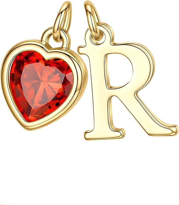 Turandoss Valentines Day Gifts for Her Trendy, Dainty 14K Gold Plated Initial A-Z Heart Birthstone Pendant Necklace Personalized Bridesmaid Birthday Valentines Jewelry Gifts for Women Girls