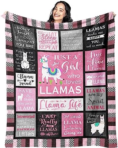 Llama Gifts for Women Girls Throw Blanket 60"x50", Llama Gifts for Lovers Mom, Alpaca Blanket/Decor by Mcurore