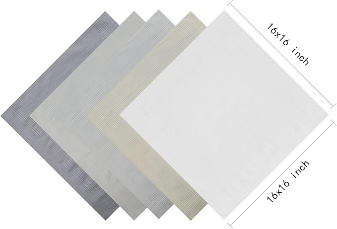 5 Pack Handkerchief Mens Cotton Luxury Hot Silver Gift Box Set, Vintage 40x40cm Fancy Design Pocket Square Hankie Gift Pack