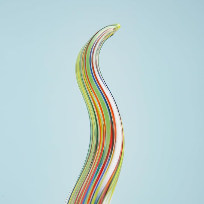 11.4" Tall Hand-Blown Glass Sculpture Murano-Style Sculpture Art Ornament Statue Figurines Home Decor Accent Piece Coastal Ocean Nautical Home Decor,Shelf,TV Stand,Tabletop Centerpieces,Wonderful Gift