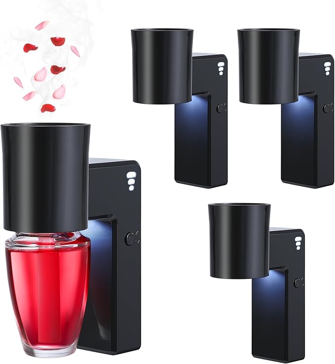 4 Pcs Wall Fragrance Plug in with Night Light Compatible with Bath and Body Works Wallflowers, with 3-Speed Adjustable Fragrance Essential Oil Diffuser for Home, Black