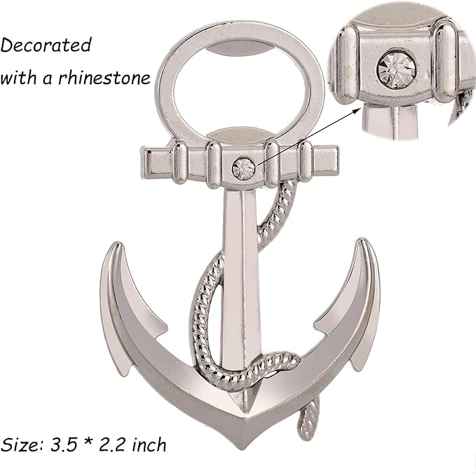 Pack of 20 Silver Nautical Theme Anchor Beer Bottle Opener Wedding Favors,Bottle Opener Party Favors for Guest Souvenir Gift for Baby Shower Birthday Party Decorations and Supplies (anchor)