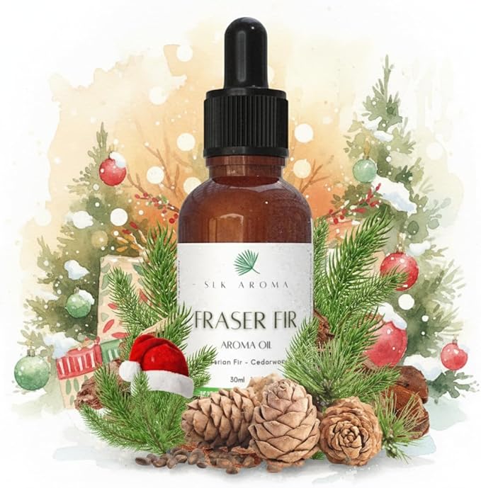 Fraser FIR Aroma Oil for Diffusers - The Fresh Smell of Christmas Trees and The Holidays - Niche Blend of Siberian Fir, Himalayan Cedar, Essential Oils - Great for Plastic Trees (30 ml)