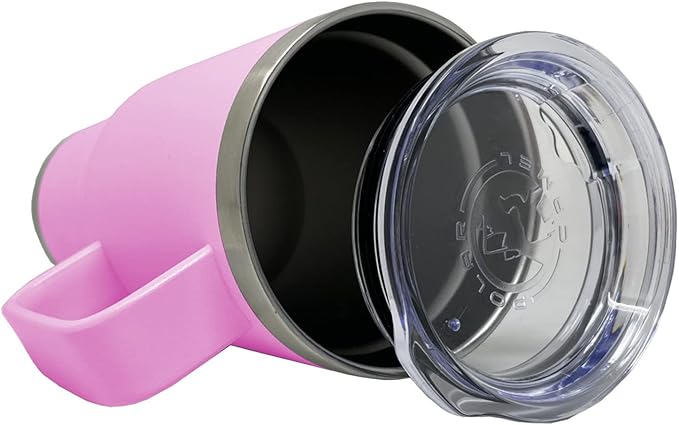 LaserGram 20oz Vacuum Insulated Travel Mug with Handle, Cup of Coffee, Personalized Engraving Included (Light Purple)