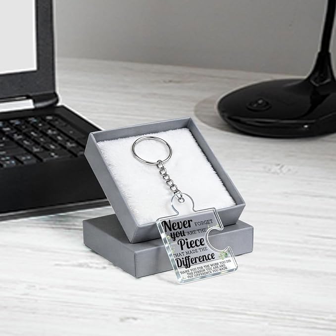 Team Appreciation Gifts for Employee Coworker Staff Bulk, Teamwork Thank You Gift Set Puzzle Piece Acrylic Keychains