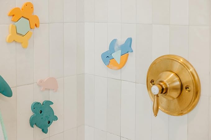 Copper Pearl 15-Piece Foam Bath Toy Set: Floating Foam Shapes for Kids, Fun Puzzle Bath Foam for Toddlers, Stick-On Baby Bath Toys, Enhances Problem Solving and Coordination, Ages 3+