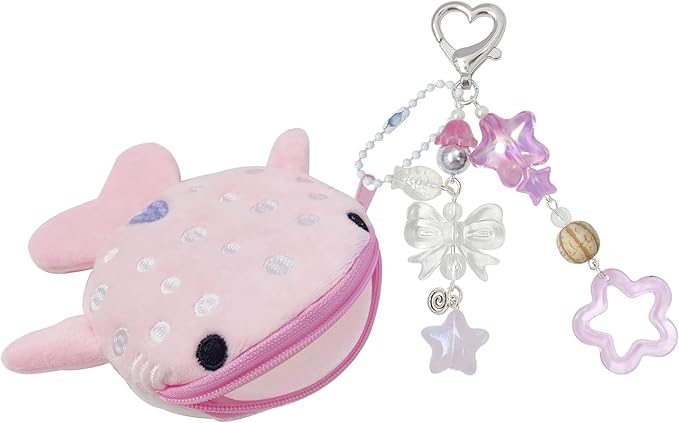 Cute Keychain Whale Shark Coin Purse Keychain Cute Plush Zipper Change Pouch, Kawaii Handmade Wallet for Women