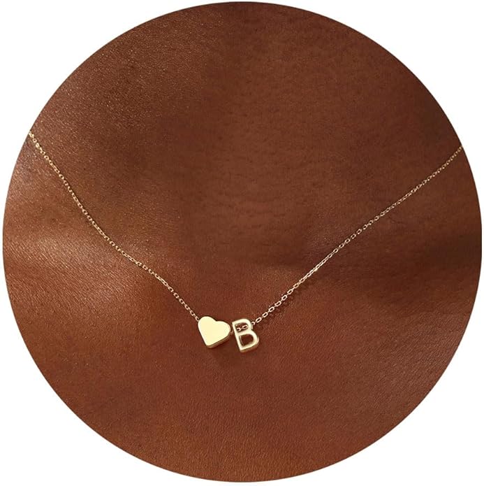 Turandoss Valentines Day Gifts for Kids Teen Girls - Dainty 18K Gold Plated Heart Initial A-Z Pendant Necklace Trendy Jewelry Heart Necklaces Birthday Valentines Day Gifts for Girlfriend Wife Women