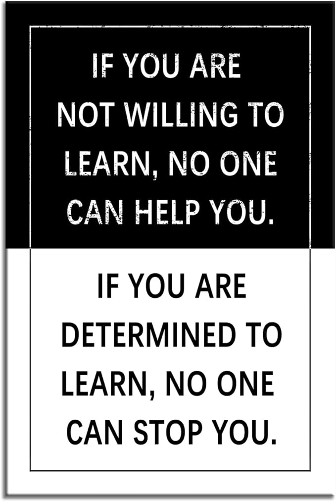 Determined to Learn Inspirational Wall Art Entrepreneur Quote Positive Motivational Poster Canvas Painting Prints Wall Pictures for Living Room Office Home Decor Framed Artwork [12''W x 18''H]