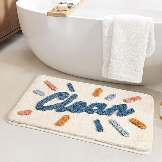 Ankah Get Naked Bath Mats, Rude Swear Words Unique Funky Cute Bathroom Rugs, Non Slip Rubber Backed Machine Washable, Cool Shag Absorbent Bath Rug for You Home, 17.32" x 29.92" (Clean)