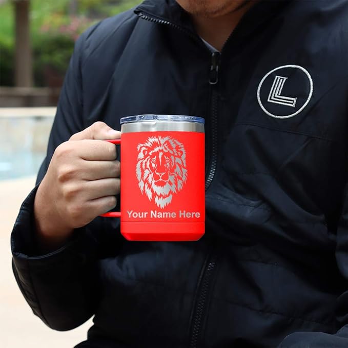 LaserGram 15oz Vacuum Insulated Coffee Mug, Starfish, Personalized Engraving Included (Red)