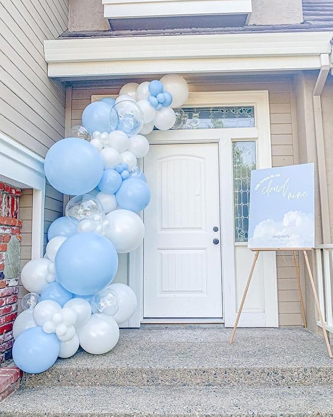 Bezente Pastel Blue Latex Party Balloons - 8 Pack 36 inch Round Helium Light Blue Bridal Blue Balloons for Boys Girls Birthday Bridal Shower Gender Reveal Wedding Anniversary Party Decorations
