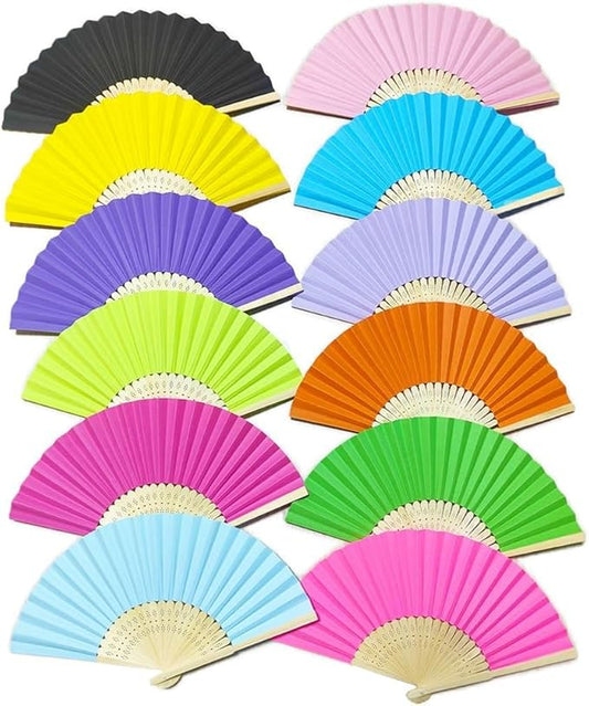 Paper Hand Fans, 8.3 Inch Foldable Handheld Fans for Wedding Favors, Party Decorations, Bridal Shower, Baby Shower, Summer Cooling, (Color 60pcs)