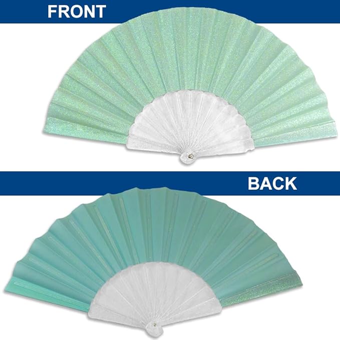 Flags Importer Glitter Fairy Blue Small Hand Fan (Clear Handle)