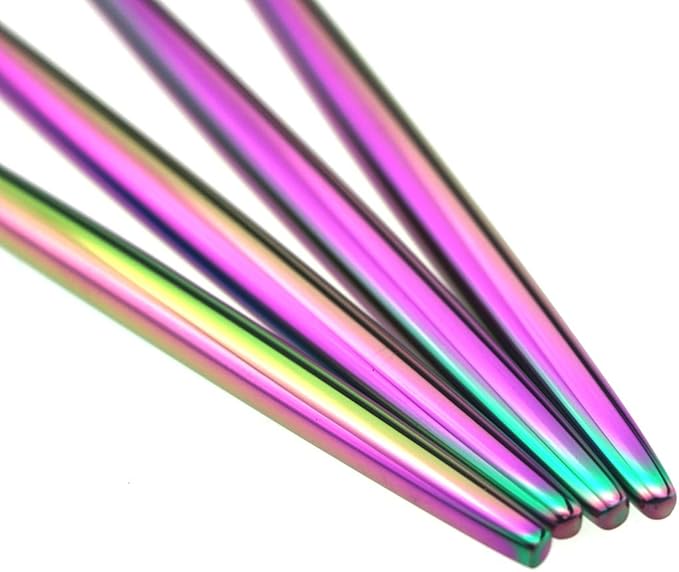 Gugrida 4-Piece Cake Fork 18/10 Stainless Steel Luxury Mirror Polished Rainbow Colorful Pie Fork Dessert Fork Silverware Flatware Cutlery