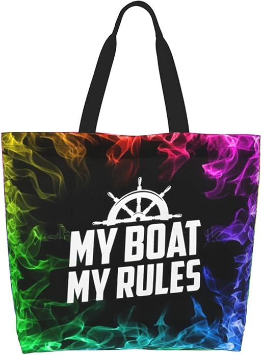 My Boat My Rules Large Reusable Eco-friendly Shopping Bags Portable Storage Handbag