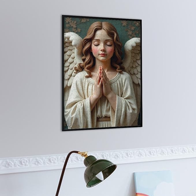 Wooden Puzzle - Classic Angel Praying Jigsaw Puzzles，Wooden Puzzles for Adults 300 Pieces Challenge Puzzles，Educational Games，Family Puzzles，Unique Gifts for Wall Art,Funnny Puzzles