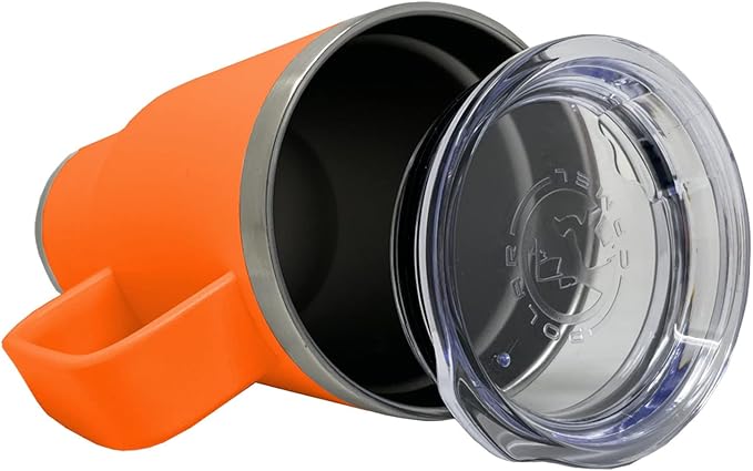 LaserGram 20oz Vacuum Insulated Travel Mug with Handle Widow Spider, Personalized Engraving Included (Orange)