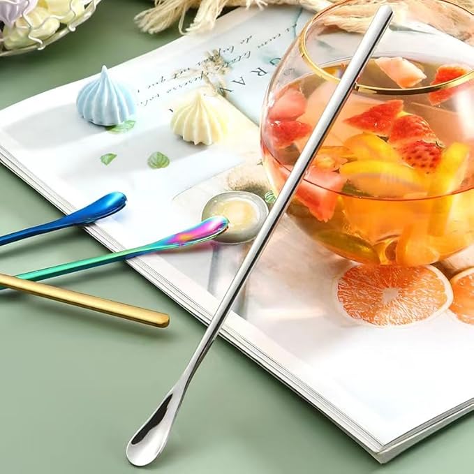6 Pcs Small Coffee Tea Espresso Long Handle Mixing Stirrers Spoon,Mini Stirring Honey Spoons Tiny Mixing Spoon Iced Tea Spoons for Kitchen Soup Coffee Cocktail Mixing Stirring Tea Beverage Reusable