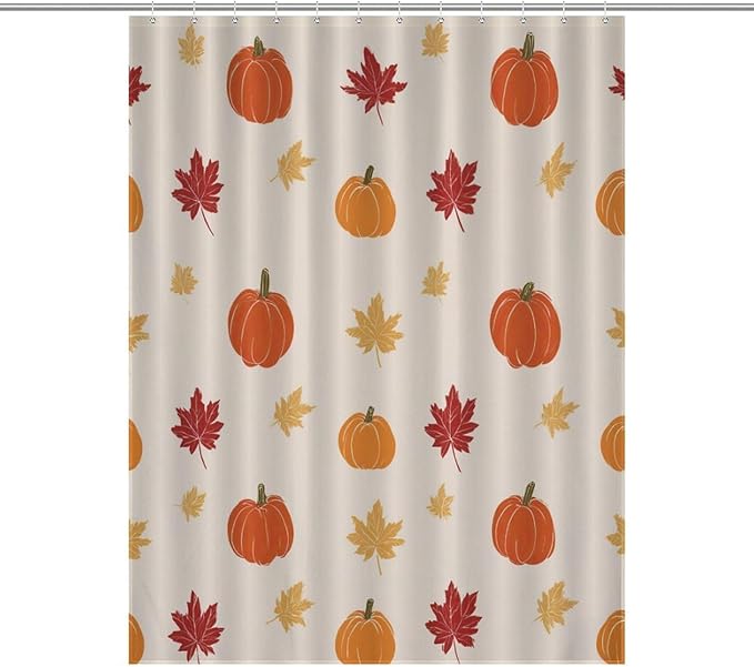 Fall Thanksgiving Pumpkin Shower Curtain Waterproof Washable Fabric Bathroom Shower Curtains for Bathroom Decorations Home Indoor Decor 53x72Inch