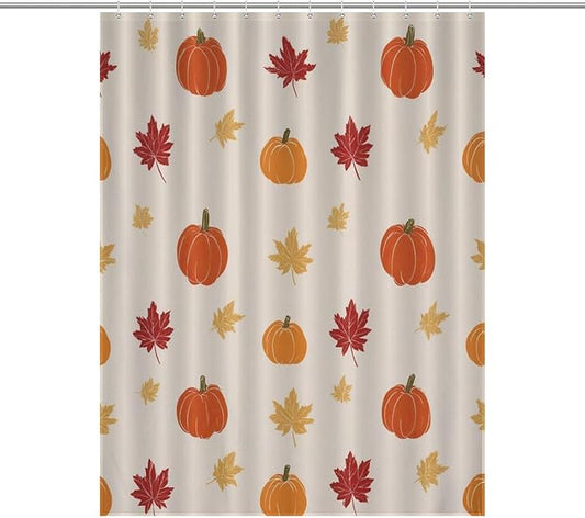 Fall Thanksgiving Pumpkin Shower Curtain Waterproof Washable Fabric Bathroom Shower Curtains for Bathroom Decorations Home Indoor Decor 53x72Inch