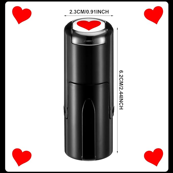 Supervitae 2 Pack Valentine's Day Heart Print Stamps Ink Stamper Mini Self Inking Stamps for Classroom Party Educational Learning Activities Craft Supplies