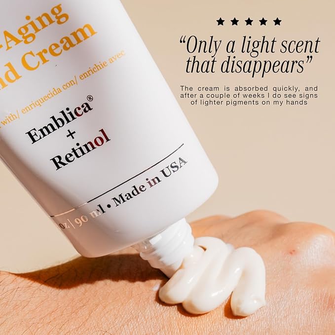 Robanda Retinol Anti-Aging Hand Cream - Hydrating & Moisturizing Hand Lotion with Anti-Aging Formula to Help Prevent Wrinkles & Reduce Fine Lines, 3 oz, Lightly Scented