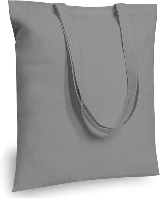 TOPDesign 24-Pack Economical 16"x15" Light Grey Cotton Tote Bags, Lightweight Medium Reusable Grocery Shopping Cloth Bags, Suitable for DIY, Advertising, Promotion, Gift, Activity