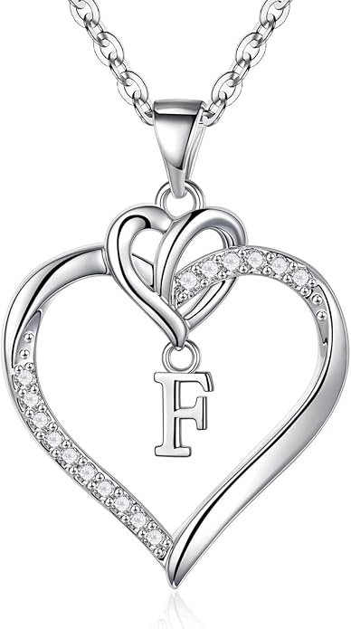STORUP Valentines Gifts for Women Teen Girls - Heart Initial Necklaces for Women Girls, 14K-Gold-Plated CZ Initial A-Z Heart Necklaces for Teen Girl Jewelry Valentines Gifts for Her Mom Wife Sister