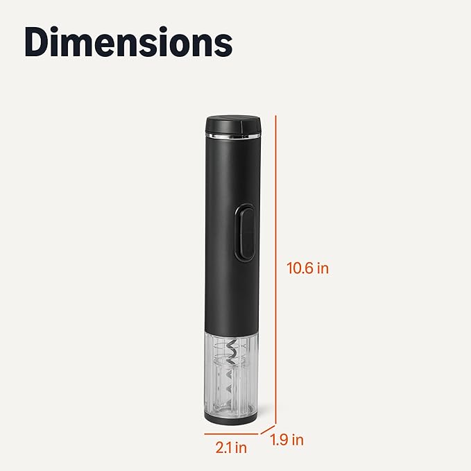 Amazon Basics Cordless Electric Wine Opener with Foil Cutter, Battery Operated, Black