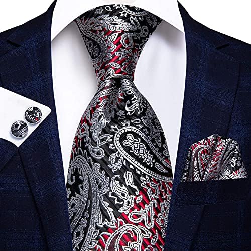Hi-Tie Lot 5 Pcs Gift Box Mens Tie Set Necktie with Pocket Square Cufflinks Silk Neck Tie Collection - Image 4