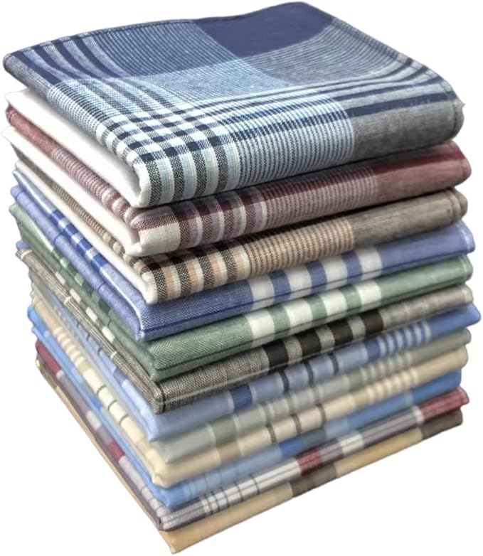 Men's Handkerchiefs 100% Cotton Handkerchief with Check