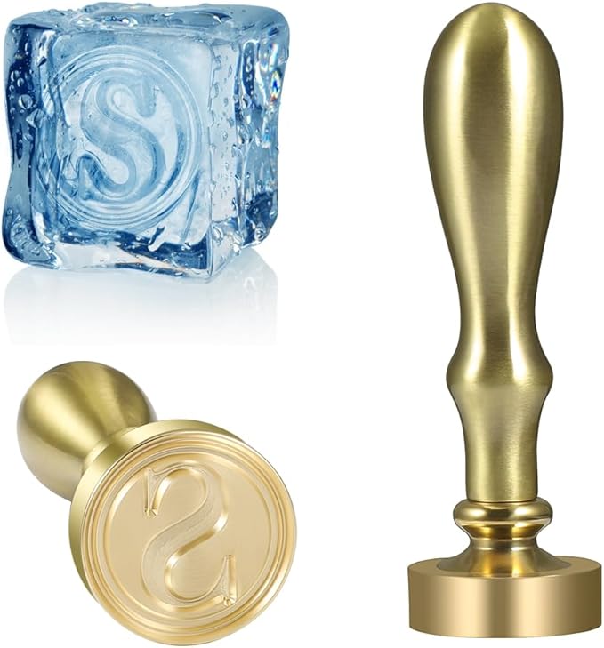 Ice Cube Stamp for Cocktails Ice Stamp Brass Head with Handle, Ice Branding Stamp for Ice Cubes Cocktail Whiskey Drinks Party Wedding Making DIY Crafting (Letter S)