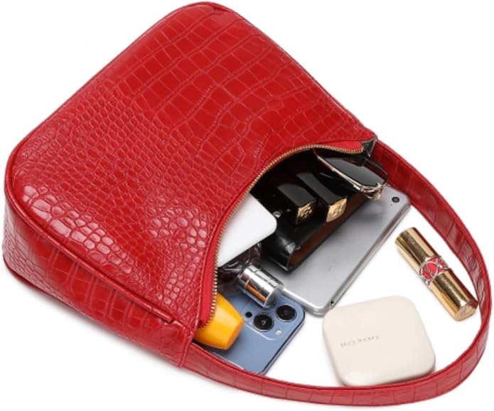 Shoulder Bags for Women, Cute Hobo Tote Handbag Mini Clutch Purse with Zipper Closure