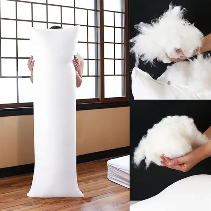Anime Japanese Body Pillow 60x180cm Long Cotton Dakimakura Hugging Bed Pillows for Adults, Fluffy Cooling White Pregnancy Pillow Insert for Side Sleeper