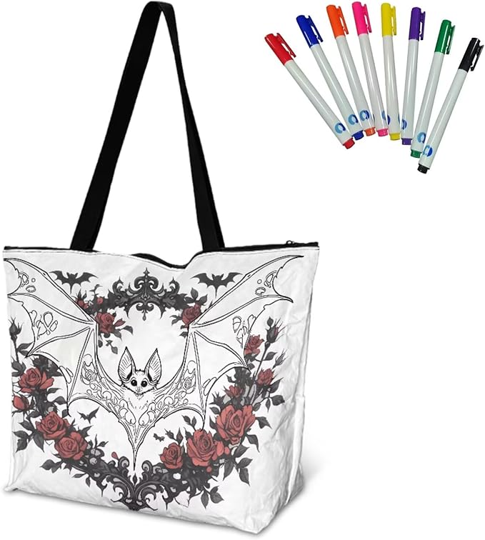Cartoon Animal Printed DIY Coloring Tote Bag Waterproof Paper Handbags for Women Large Travel Shoulder Bags Purses