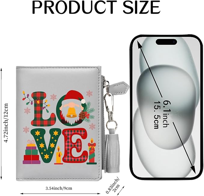 GEEAD Custom Design Small Wallets for Women Bifold Slim Coin Purse Zipper ID Card Holder for Christmas