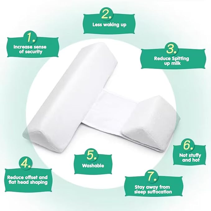 Adjustable Breathable Pillow for Side Sleeping - Secure & Comfortable Positioning Support for Your Little One, Soft Pink